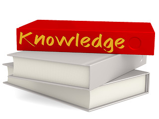 Image showing Hard cover red books with Knowledge word