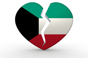 Image showing Broken white heart shape with Kuwait flag