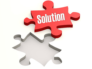 Image showing Red jigsaw puzzle with solution word