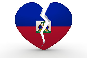 Image showing Broken white heart shape with Haiti flag