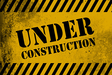 Image showing Under construction sign yellow with stripes