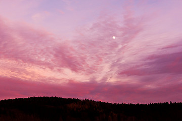 Image showing Pink sky with moon