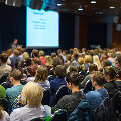 Image showing Audience in lecture hall participating at business event.