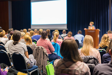 Image showing Audience in lecture hall participating at business event.