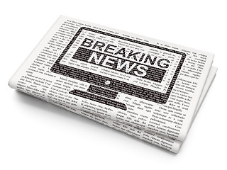Image showing News concept: Breaking News On Screen on Newspaper background
