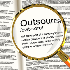 Image showing Outsource Definition Magnifier Showing Subcontracting Suppliers 