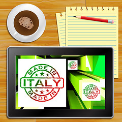 Image showing Made In Italy On Cubes Shows Italian Manufacture Tablet