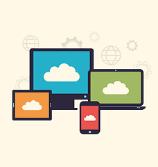 Image showing Concept of cloud service and mobile devices, trendy flat style