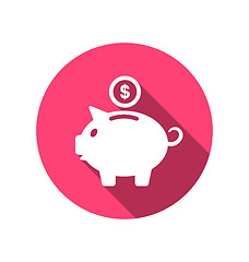 Image showing Flat icons of piggy bank concept, long shadow style