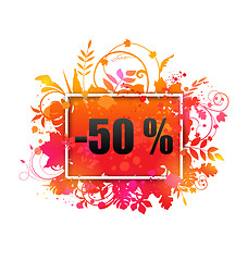 Image showing Autumn Sale -50% Discount, Grunge Banner,