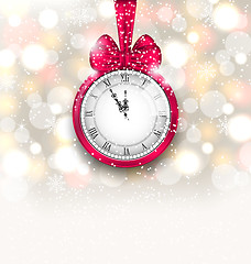 Image showing New Year Midnight Sparkling Background with Clock