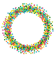 Image showing Christmas background round frame from colourful confetti