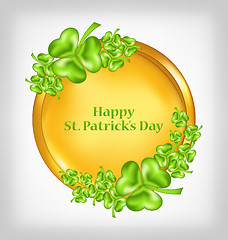 Image showing golden coin with shamrocks. St. Patrick\'s Day symbol 