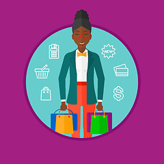 Image showing Happy woman with shopping bags vector illustration