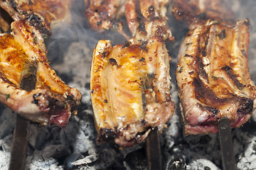 Image showing skewers of pork