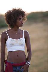 Image showing young black woman in nature