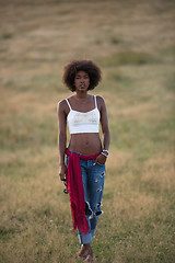 Image showing young black woman in nature