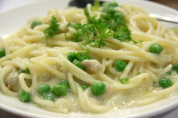 Image showing Pasta with peas