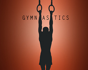 Image showing The silhouette of Gymnast on Stationary Rings