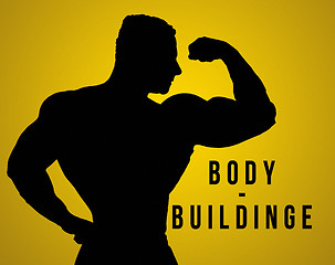 Image showing The silhouette of torso of male body builder