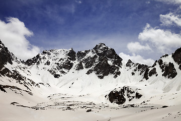 Image showing Snow mountains in spring