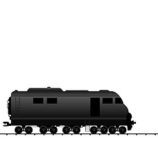 Image showing Illustration powered locomotive railroad train, black transporta