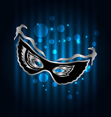 Image showing Carnival ornate mask on blue glowing background