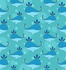Image showing  Seamless Texture with Cartoon Whales