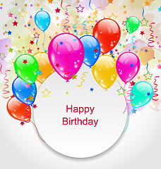 Image showing Birthday Celebration Card with Colorful Balloons