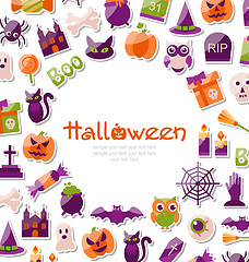 Image showing Halloween Card. Set of Bright Signs, Icons and Objects