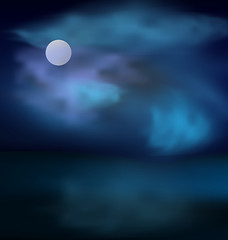 Image showing Moon and clouds on dark stormy sky