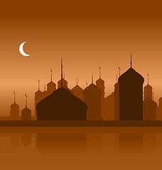 Image showing Ramadan Background with Silhouette Mosque