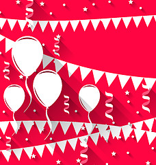 Image showing Happy birthday background with balloons and hanging pennants, tr