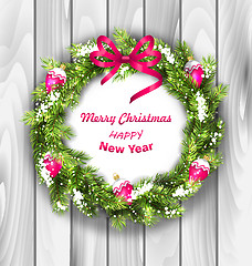 Image showing Christmas Wreath with Balls, New Year and Christmas Decoration