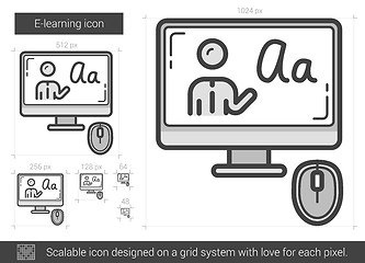 Image showing E-learning line icon.