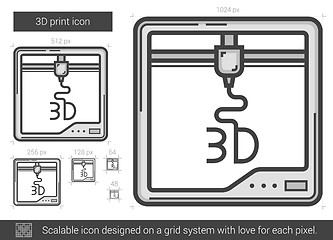 Image showing Three D print line icon.