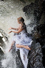 Image showing Young Bride On A River