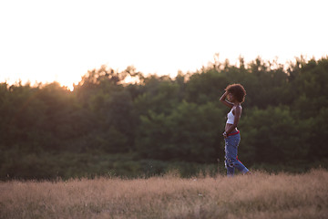 Image showing young black woman in nature