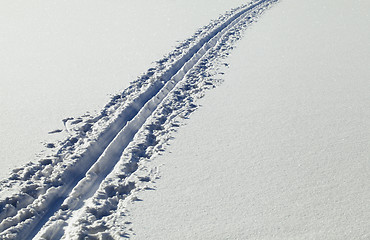 Image showing Ski track on snow