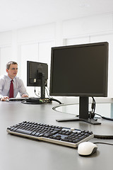 Image showing Businessman working with computer