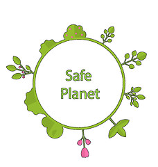 Image showing Frame form circle green earth plant flower cry safe planet