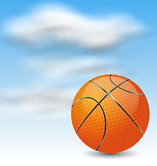 Image showing Basketball Ball on Cloudy Sky Background