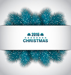 Image showing Christmas Border with Blue Fir Branches