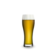 Image showing Close up realistic glass of beer isolated on white background