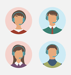 Image showing Icons of call center operator with man and woman are featureless