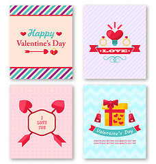 Image showing Set Beautiful Brochures for Happy Valentine\'s Day
