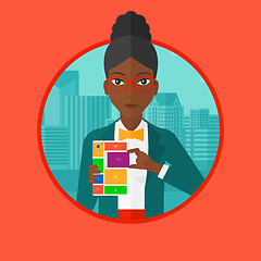 Image showing Woman with modular phone vector illustration.