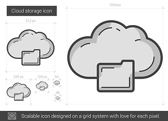 Image showing Cloud storage line icon.