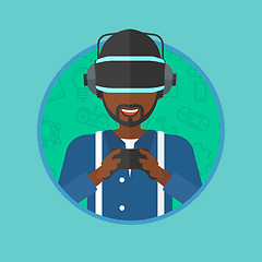 Image showing Man wearing virtual reality headset.