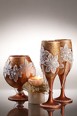 Image showing Wineglasses On Glass Background